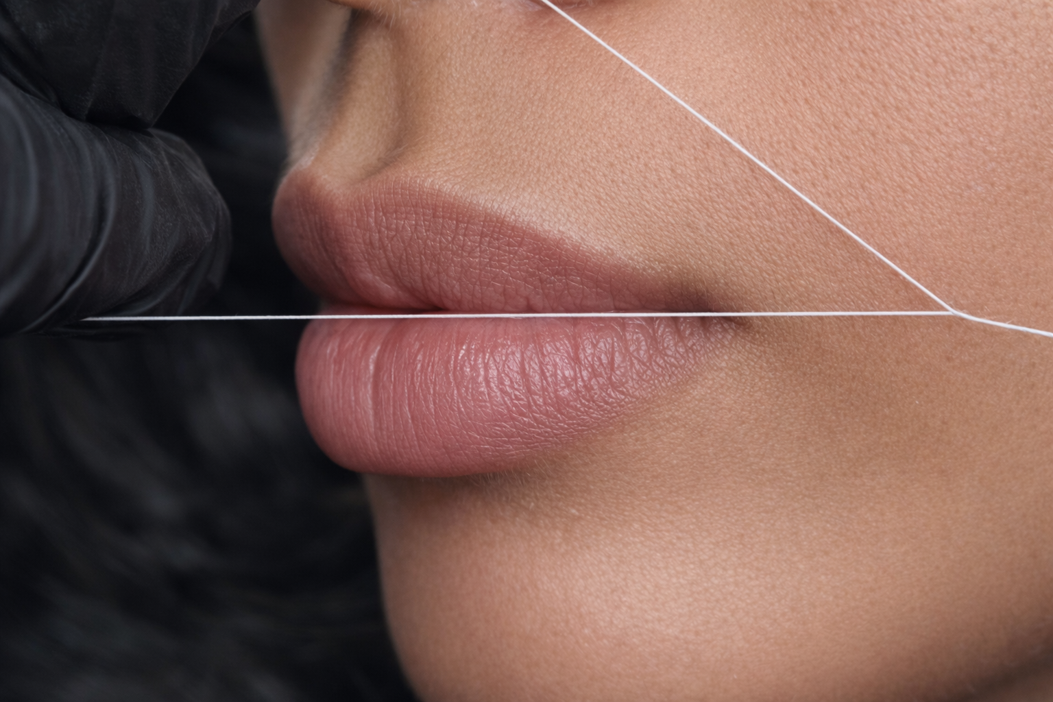 حف الشنب بالخيط