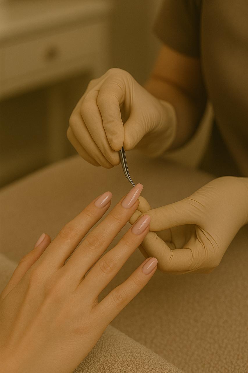 تركيب اظافر مع لون