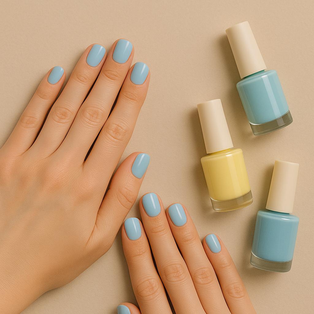 بديكير يدين واقدام مع لون عادي لليدين