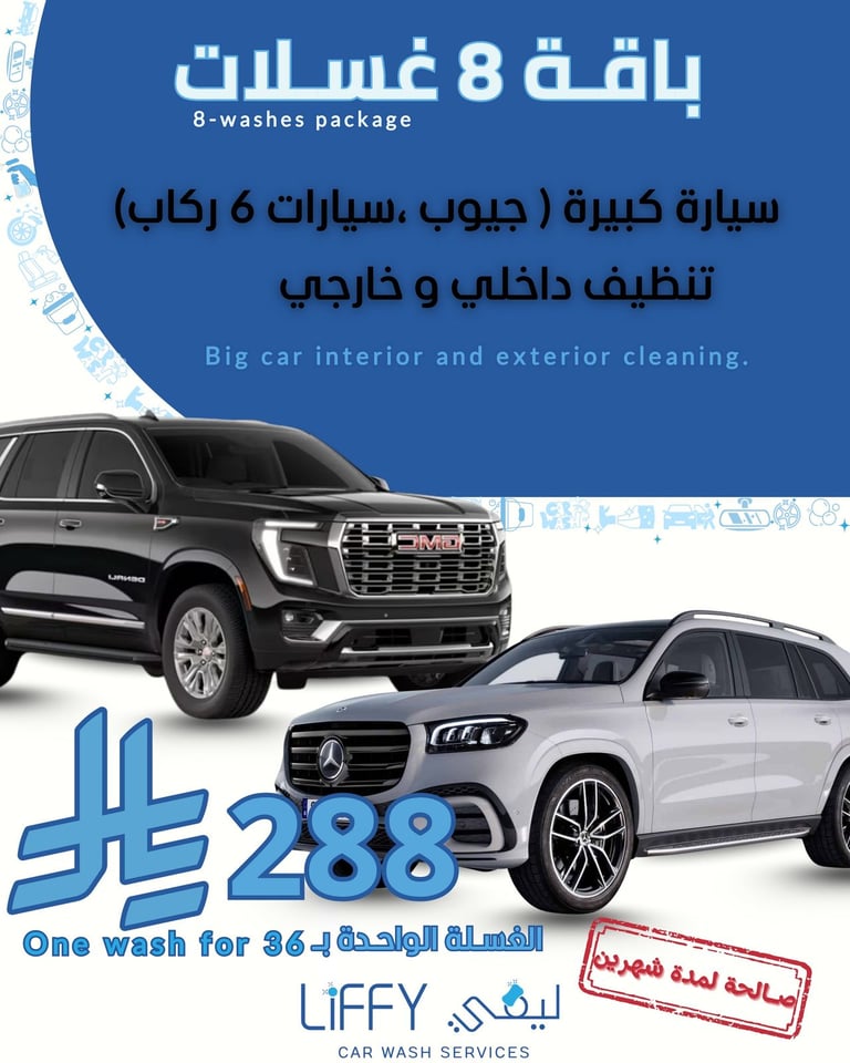 باقة 8 غسلات تنظيف داخلي وخارجي كبير