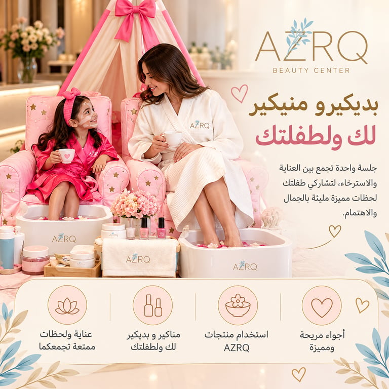 بديكير منيكير لك ولطفلتك