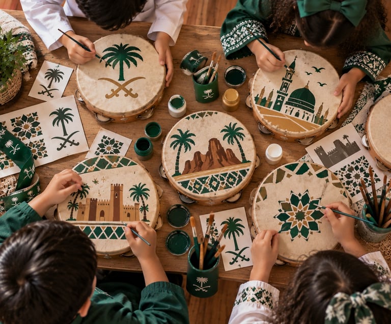 تلوين دفوف اليوم الوطني