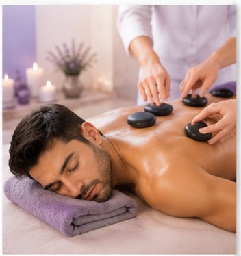 مساج الأحجار الساخنه