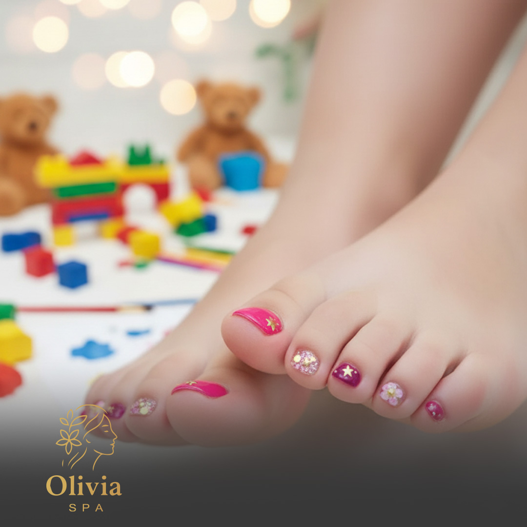 طلاء أظافر القدمين أطفال