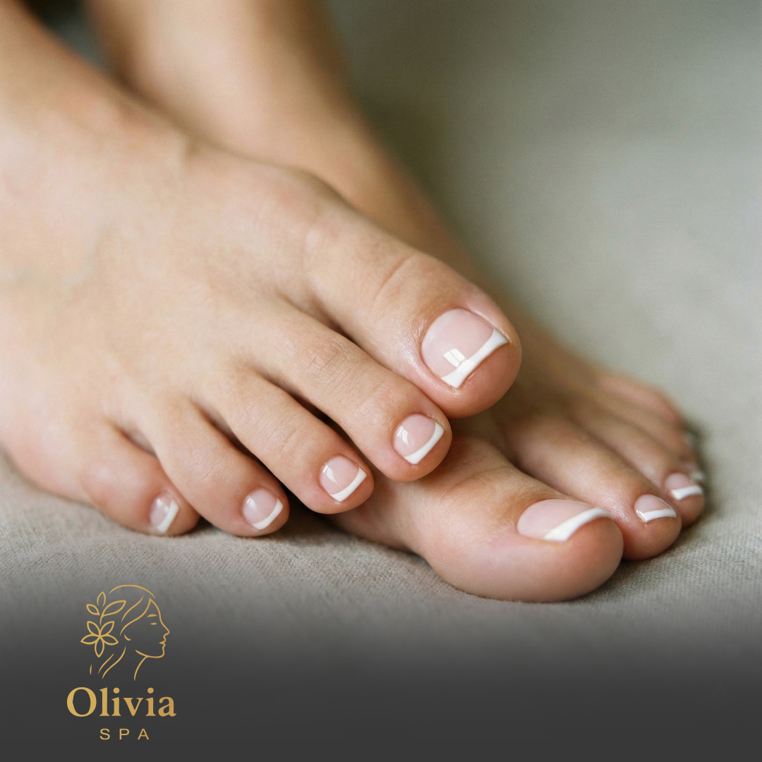 طلاء فرنش أظافر القدمين 